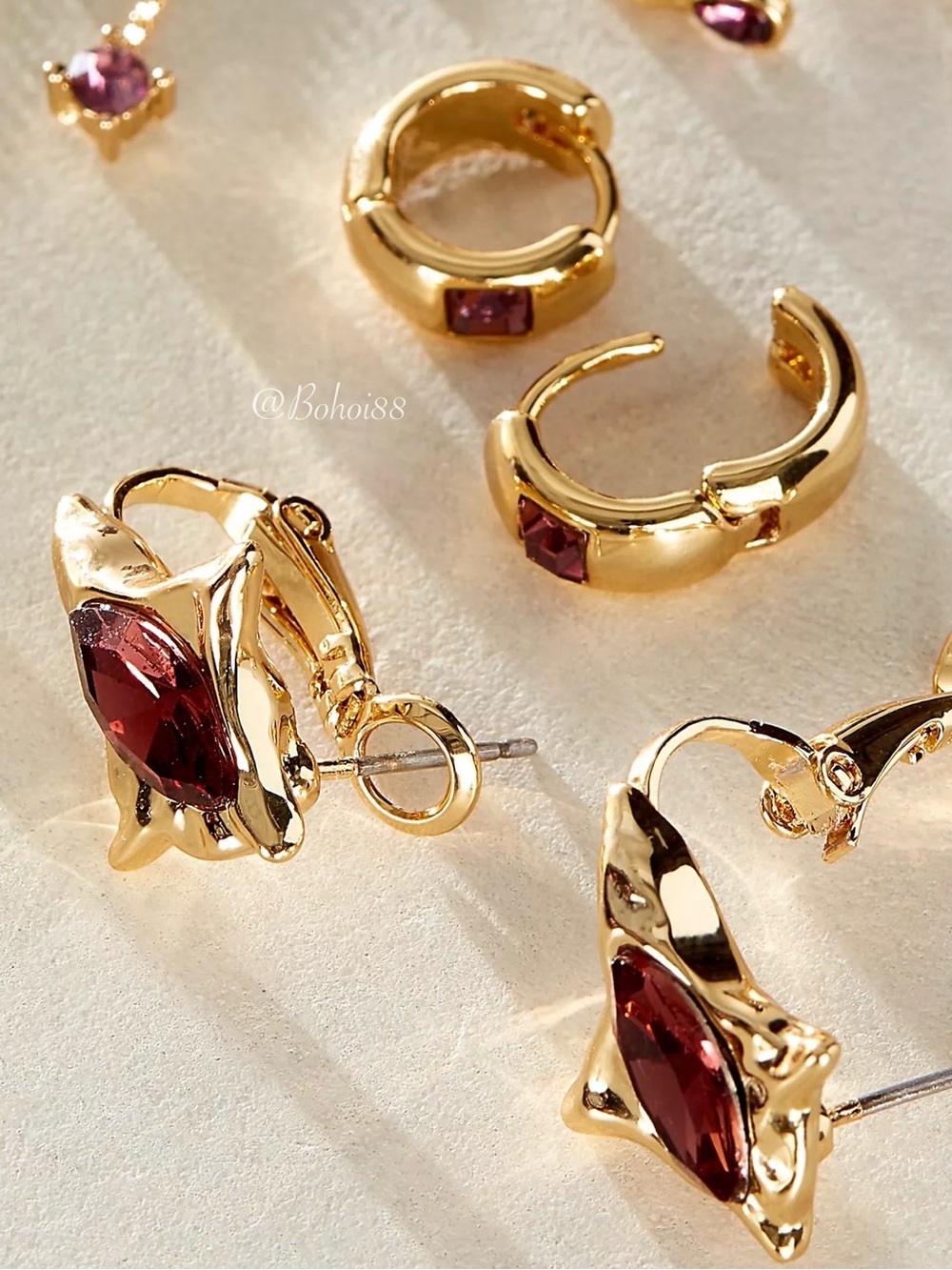 NWT Free People Set of 6 Gold Plated Earrings Hoops Studs Dangles
